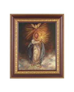 11 1/2" x 13 1/2" Cherry Frame with Gold Trim with an 8" x 10" Mary with Monstrance Print