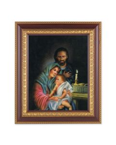 11 1/2" x 13 1/2" Cherry Frame with Gold Trim with an 8" x 10" The Holy Family Print