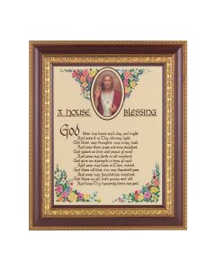 11 1/2" x 13 1/2" Cherry Frame with Gold Trim with an 8" x 10" A House Blessing Print