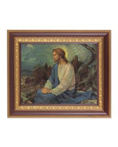 11 1/2" x 13 1/2" Cherry Frame with Gold Trim with an 8" x 10" Meditation in the Garden Print