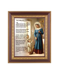 8" x 10" O.L. of the Kitchen with Prayer Print in an 11 1/2" x 13 1/2" Cherry Frame with Gold Trim
