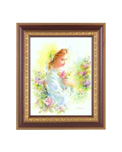 11 1/2" x 13 1/2" Cherry Frame with Gold Trim with an 8" x 10" Blanc: Mystical Rose Print
