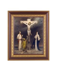 11 1/2" x 13 1/2" Cherry Frame with Gold Trim with an 8" x 10" Chambers: Crucifixion Print