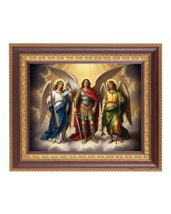8" x 10" The Three Archangels Print in an 11 1/2" x 13 1/2" Cherry Frame with Gold Trim