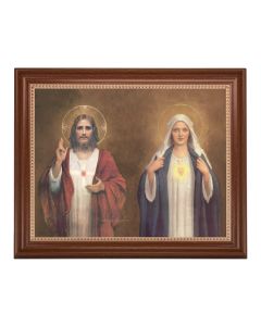 13 1/2" x 16 9/16" Walnut Finished Frame with 11" x 14" Chambers: Sacred Heart of Jesus Textured Art