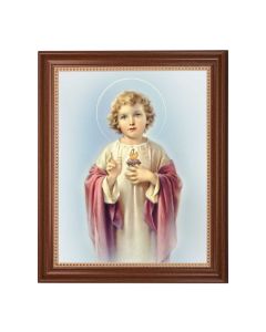 13 1/2" x 16 9/16" Walnut Finished Frame with 11" x 14" Child Sacred Heart of Jesus Textured Art