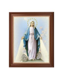 13 1/2" x 16 9/16" Walnut Finished Frame with 11" x 14" O.L. of The Miraculous Medal Textured Art
