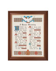 13 1/2" x 16 9/16" Walnut Finished Frame with 11" x 14"  A House Blessing Textured Art