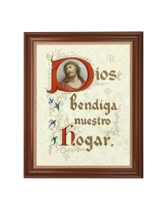 13 1/2" x 16 9/16" Walnut Finished Frame with 11" x 14" God Bless Our Home (Spanish) Textured Art
