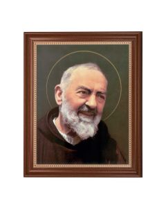 13 1/2" x 16 9/16" Walnut Finished Frame with 11" x 14" St. Pio Textured Art