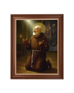 13 1/2" x 16 9/16" Walnut Finished Frame with 11" x 14" St. Pio at Prayer Textured Art