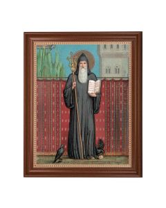 13 1/2" x 16 9/16" Walnut Finished Frame with 11" x 14" St. Benedict Textured Art