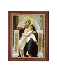 13 1/2" x 16 9/16" Walnut Finished Frame with 11 x 14 Madonna with Christ and St. John the Baptist by Bouguereau Textured Art