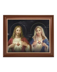 13 1/2" x 16 9/16" Walnut Finished Frame with 11" x 14" Sacred Hearts Textured Art