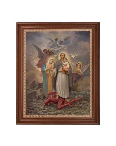 13 1/2" x 16 9/16" Walnut Finished Frame with 11" x 14" St. Joseph Terror of Demons Textured Art
