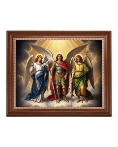 13 1/2" x 16 9/16" Walnut Finished Frame with 11" x 14" The Three Archangels Textured Art
