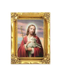 4 1/2" x 3 1/2" Antique Gold Frame with a 2 1/2" x 3 1/2" Good Shepherd Gold Stamped Print-P65