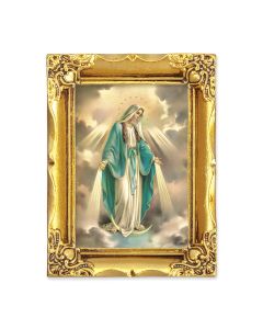 4 1/2" x 3 1/2" Antique Gold Frame with a 2 1/2" x 3 1/2" Our Lady of Grace Gold Stamped Print-P65