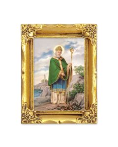 4 1/2" x 3 1/2" Antique Gold Frame with a 2 1/2" x 3 1/2" Saint Patrick Gold Stamped Print-P65
