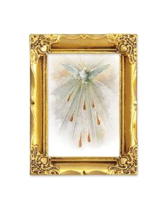 4 1/2" x 3 1/2" Antique Gold Frame with a 2 1/2" x 3 1/2" Holy Spirit Gold Stamped Print-P65