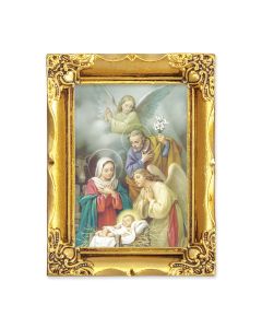 2 1/2" x 3 1/2" Nativity Print with an 4 1/2" x 3 1/2" Antique Gold Frame -P65