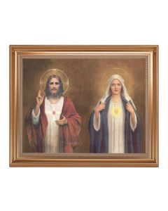 13.5" x 16.5" Antique Gold Frame with Chambers: The Sacred Hearts 11"x14" Print