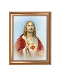13.5" x 16.5" Antique Gold Frame with Sacred Heart of Jesus 11"x14" Print