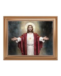 13.5" x 16.5" Antique Gold Frame with Chambers: Welcoming Jesus 11"x14" Print
