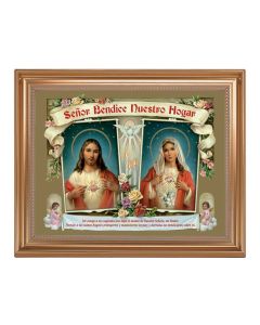 13.5" x 16.5" Antique Gold Frame with Spanish God Bless Our Home 11"x14" Print