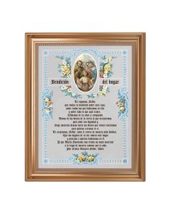 13.5" x 16.5" Antique Gold Frame with House Blessing (Spanish)-Holy Family 11"x14" Print