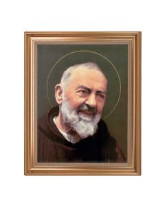 13.5" x 16.5" Antique Gold Frame with St. Pio 11"x14" Print 