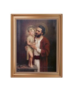 13.5" x 16.5" Antique Gold Frame with Chambers: St. Joseph Print 11"x14" Print