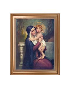 13.5" x 16.5" Antique Gold Frame with Chambers: Madonna and Child 11"x14" Print