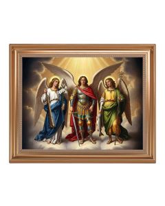 13.5" x 16.5" Antique Gold Frame with The Three Holy Archangels 11"x14" Print
