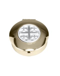 1 1/2" Diameter 1/2" Deep 24kt Gold Plated "Jerusalem Cross" Pyx. Holds Six to Nine Hosts