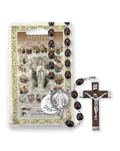 Brown Wood Bead Mysteries of the Rosary Specialty Rosary Boxed