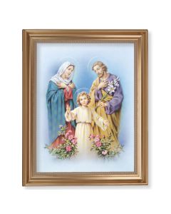 13 1/2" x 16 9/16" Gold Leaf Antique Finished Frame with 11" x 14"  Holy Family Textured Art