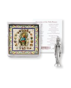 Our Lady of the Rosary Pocket Statue with Holy Card in a Clear Pouch-P65