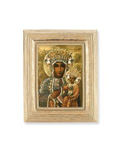 3 3/4" x 4 1/2" Gold Frame with a Our Lady of Czestochowa Print-P65