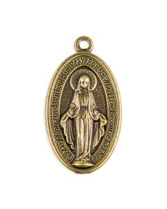 1 1/8" Miraculous Medal in Antiqued Bronze Finish