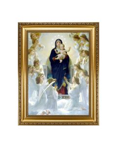15.5" x 19.5" Antique Gold Leaf Beveled Frame w/ Bead Inlay - Bouguereau: Quen of Angels 12" x 16" Print