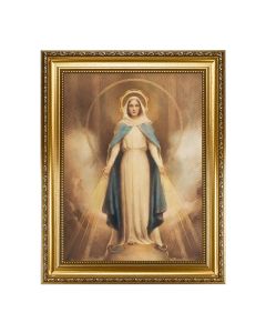 15.5" x 19.5" Antique Gold Leaf Beveled Frame with Bead Inlay - Chambers: Miraculous Mary 12" x 16" Print