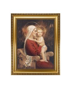 15.5" x 19.5" Antique Gold Leaf Beveled Frame with Bead Inlay - Chambers: Madonna and Child 12" x 16" Print
