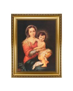 15.5" x 19.5" Antique Gold Leaf Beveled Frame with Bead Inlay - Murillo: Madonna and Child 12" x 16" Print