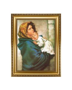 15.5" x 19.5" Antique Gold Leaf Beveled Frame with Bead Inlay - Ferruzzi: Madonna of the Streets 12" x 16" Print