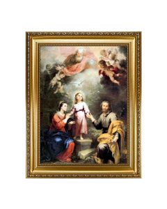 15.5" x 19.5" Antique Gold Leaf Beveled Frame w/ Bead Inlay - Murillo: Heavenly & Earthly Trinities 12" x 16" Print