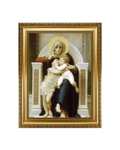 15.5" x 19.5" Antique Gold Leaf Beveled Frame w/Bead Inlay - Bouguerea: Madonna with Christ and St. John the Baptist 12" x 16" Print