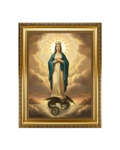15.5" x 19.5" Antique Gold Leaf Beveled Frame w/Bead Inlay - Mary Immaculate of The Sun 12" x 16" Print 