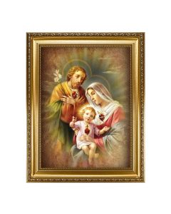 15.5" x 19.5" Antique Gold Leaf Beveled Frame w/ Bead Inlay - The Holy Family 12" x 16" Print