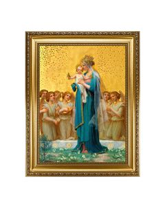 15.5" x 19.5" Antique Gold Leaf Beveled Frame w/ Bead Inlay - Vidal: Madonna and Child 12" x 16" Print